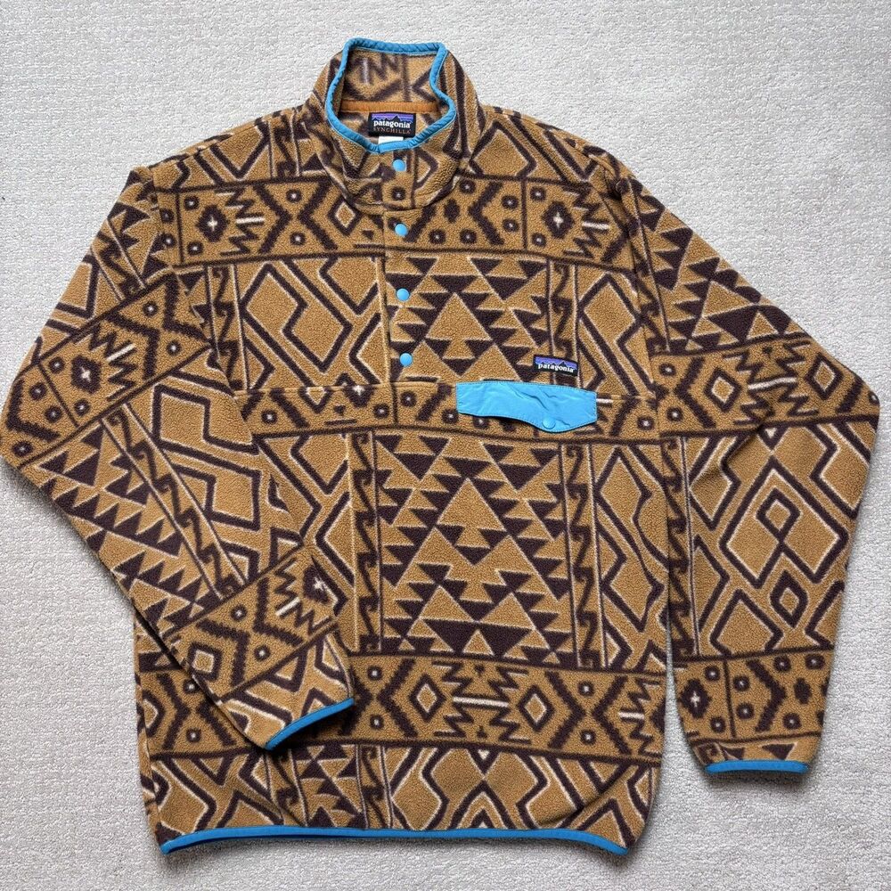 Patagonia 2014 Synchilla Snap T Aztec Tribal Fleece Pullover Jacket Size Medium